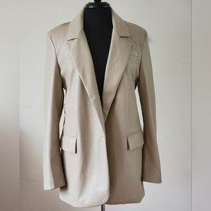 Badgley Mischka Vegan Leather Blazer Size M Beige Oversized